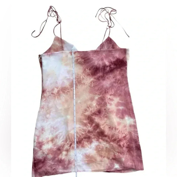 FOREVER 21 Mauve Pink Tie-Dye Cowl Neck 90s Mini Dress Smal Tie Spaghetti Straps - Picture 8 of 9
